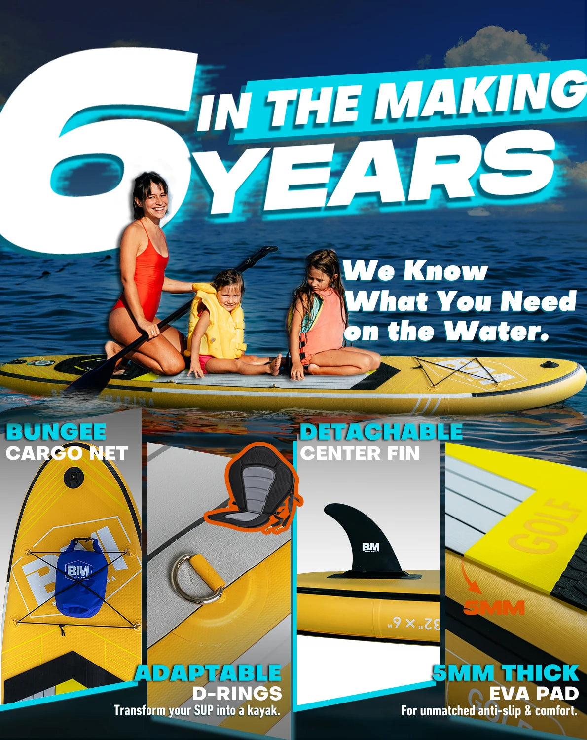 Inflatable Stand Up Paddle Board for Adult Premium Double Action Pump