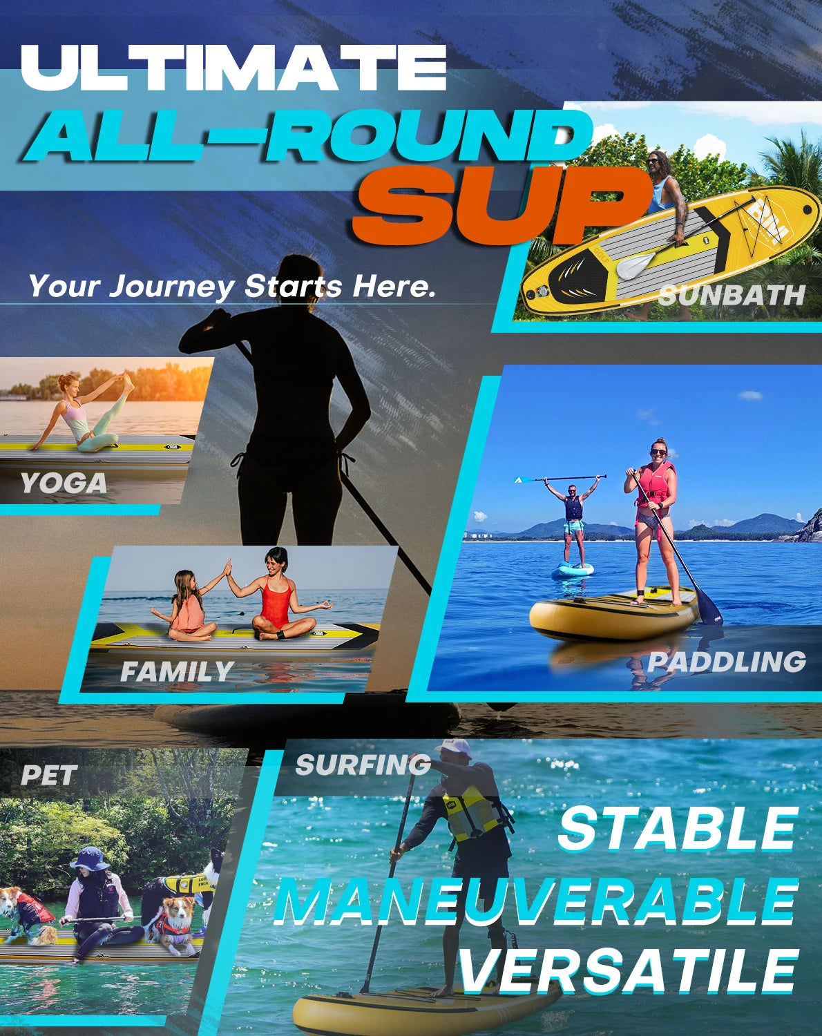 Inflatable Stand Up Paddle Board for Adult Premium Double Action Pump