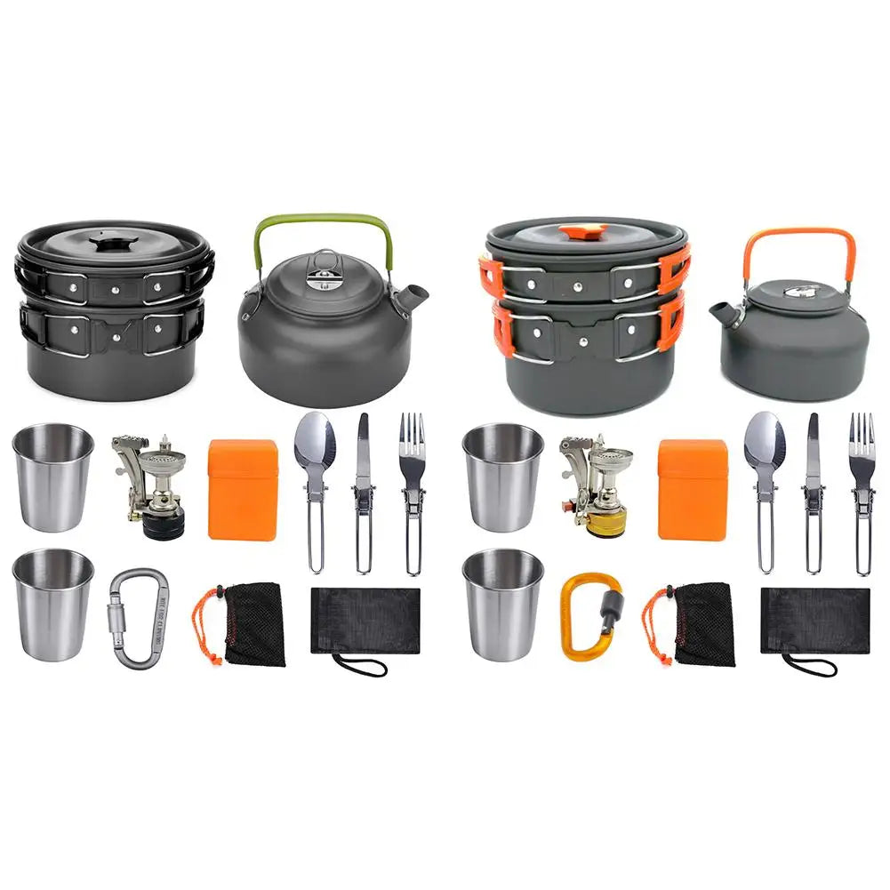 Camping Cookware Kit/ Aluminum Set/ Kettle /pots and pans BBQ Tableware