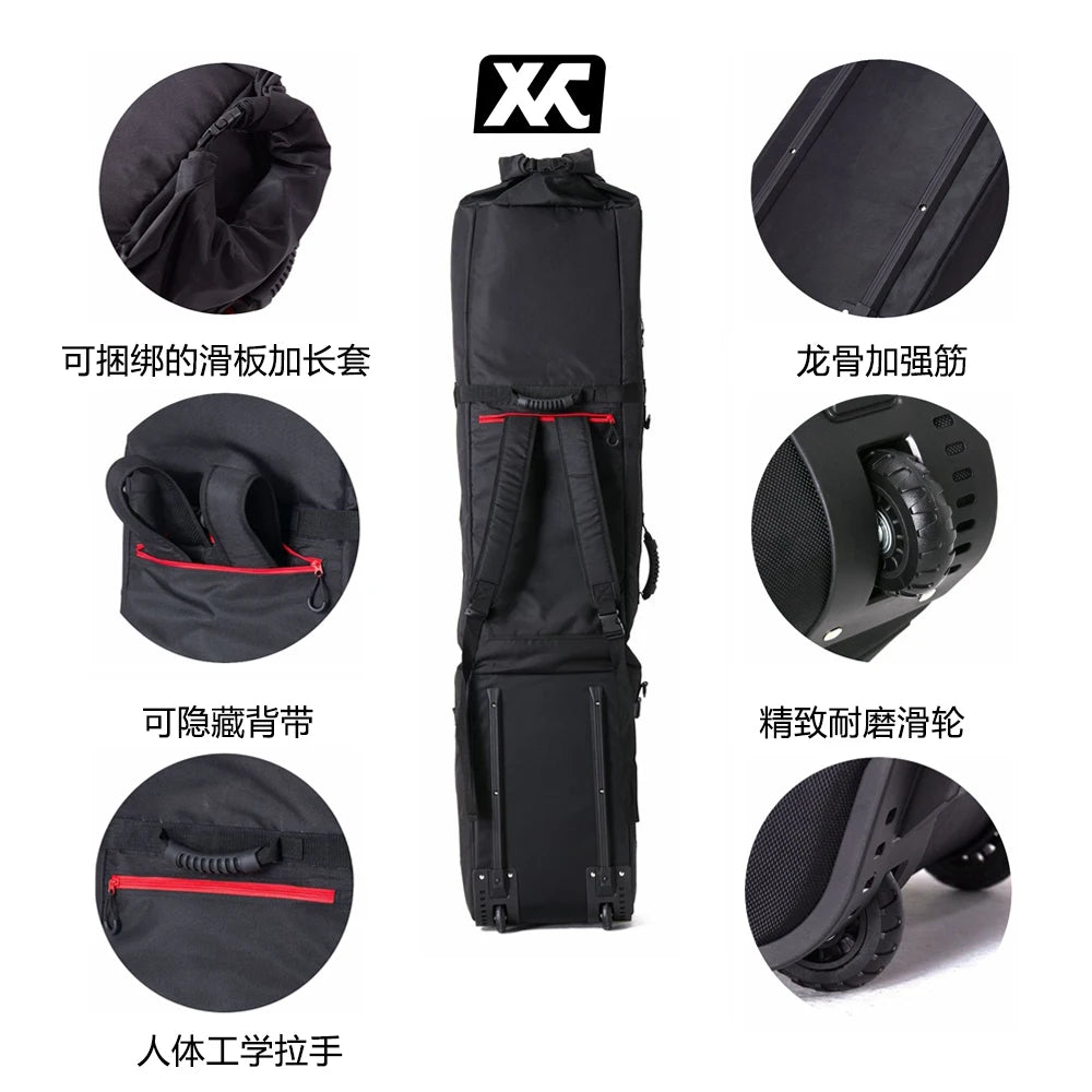 Rolling Snowboard Bag / Adjustable Length for Air Travel / Waterproof - with ABS Protection