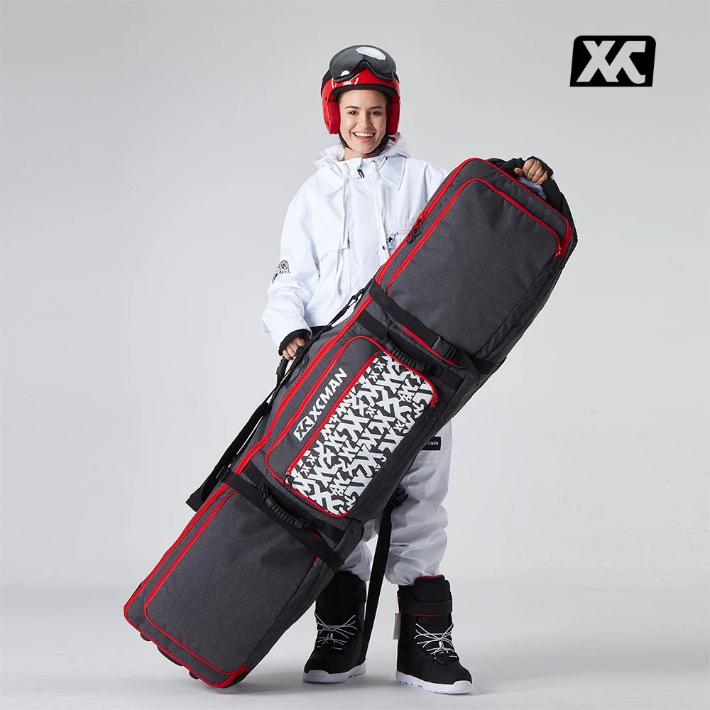 Rolling Snowboard Bag / Adjustable Length for Air Travel / Waterproof - with ABS Protection