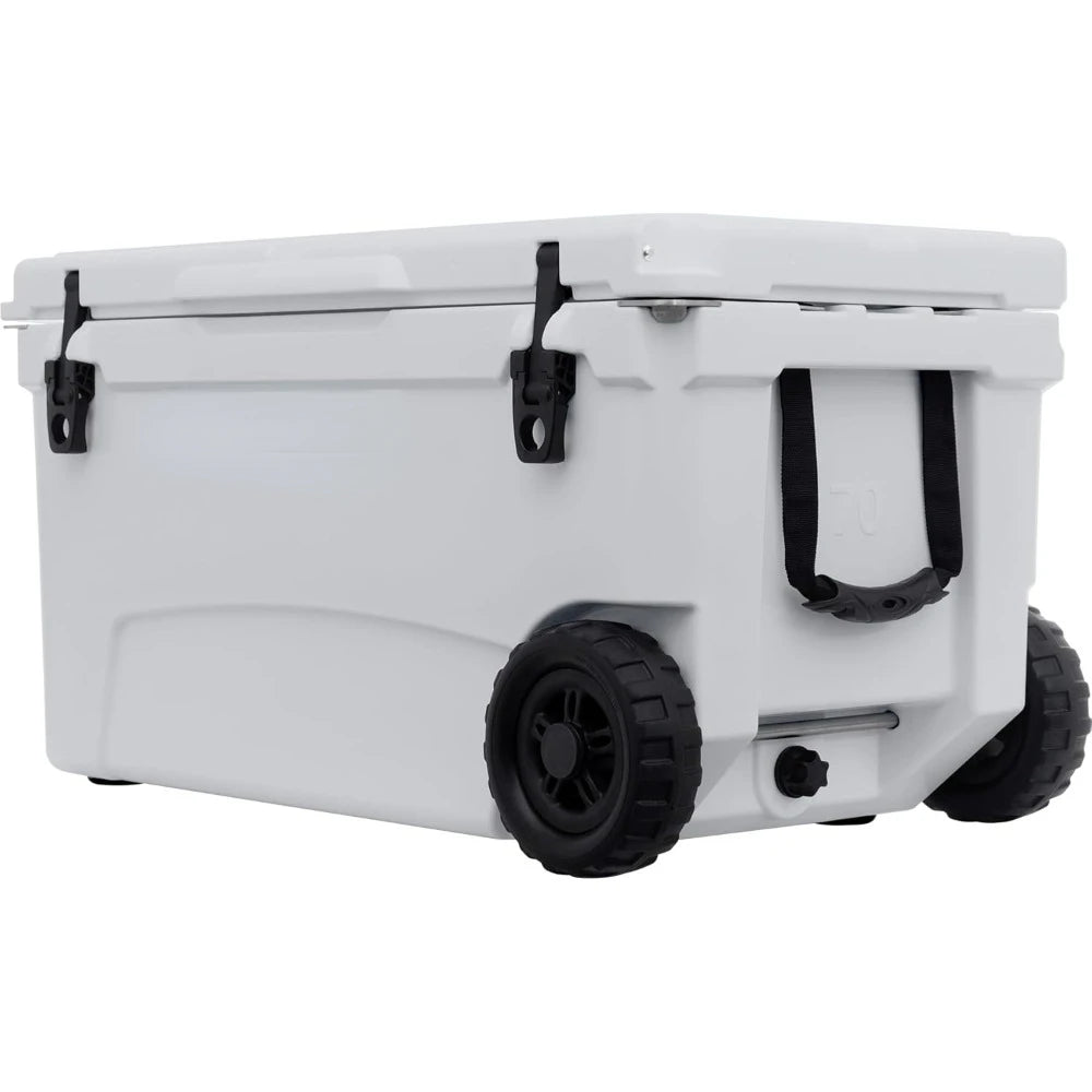70qt Wheeled Ice Chest - Heavy Duty, Insulated Cooler(White)