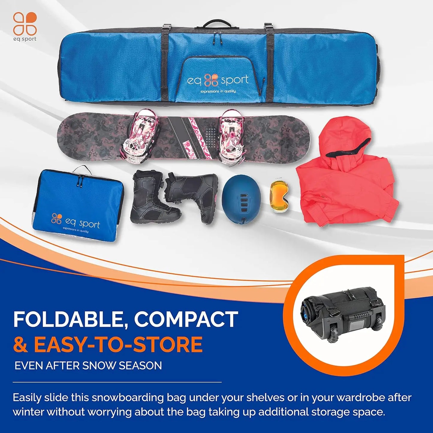 Fully Padded Rolling Snowboard Bag with Wheels / Waterproof Air Travel ready