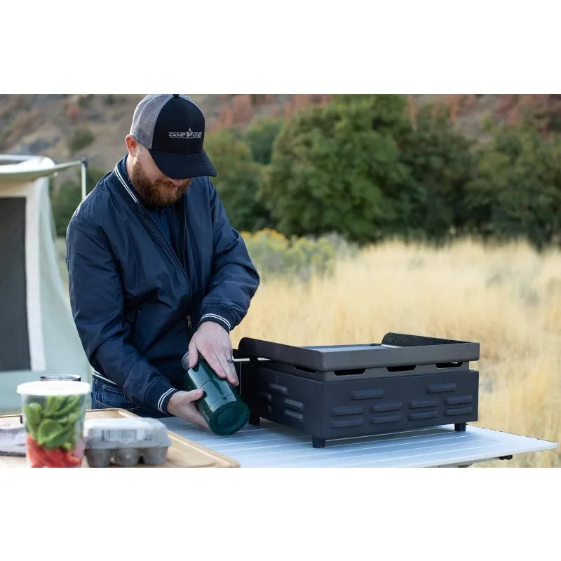 Flat Top Tabletop Grill - Gas Griddle for Cooking & Camping