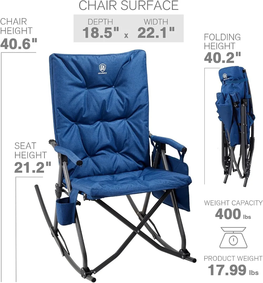 Oversized Folding Rocking Padded Arm Chair