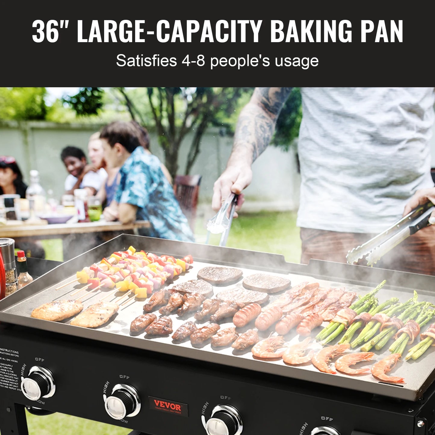 4 Burners 36inch Gas Powered Grill Propane