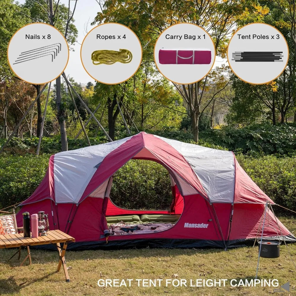 6 Person Family Camping Tent,Waterproof ,Windproof