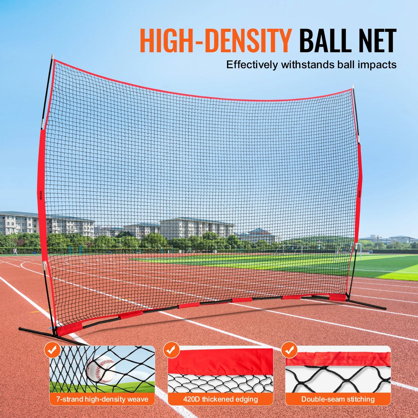 Barricade Backstop Net16x10 ft Portable Practice Equipment with Carry Bag