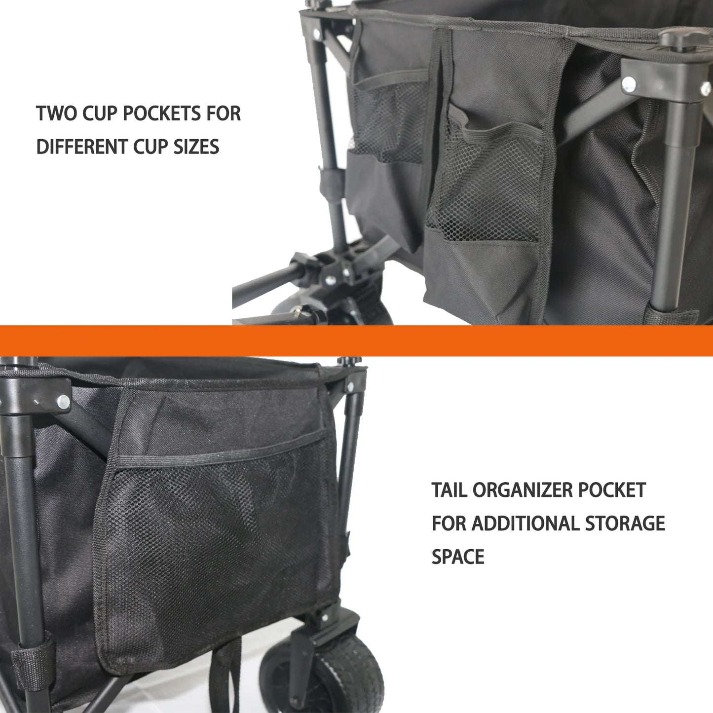 Collapsible Folding Outdoor Utility Wagon with Adjustable Handle
