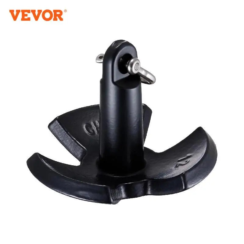 12 LBS Boat Anchor Cast Iron Black Vinyl-Coated with Shackle, Marine Grade Mushroom Anchor