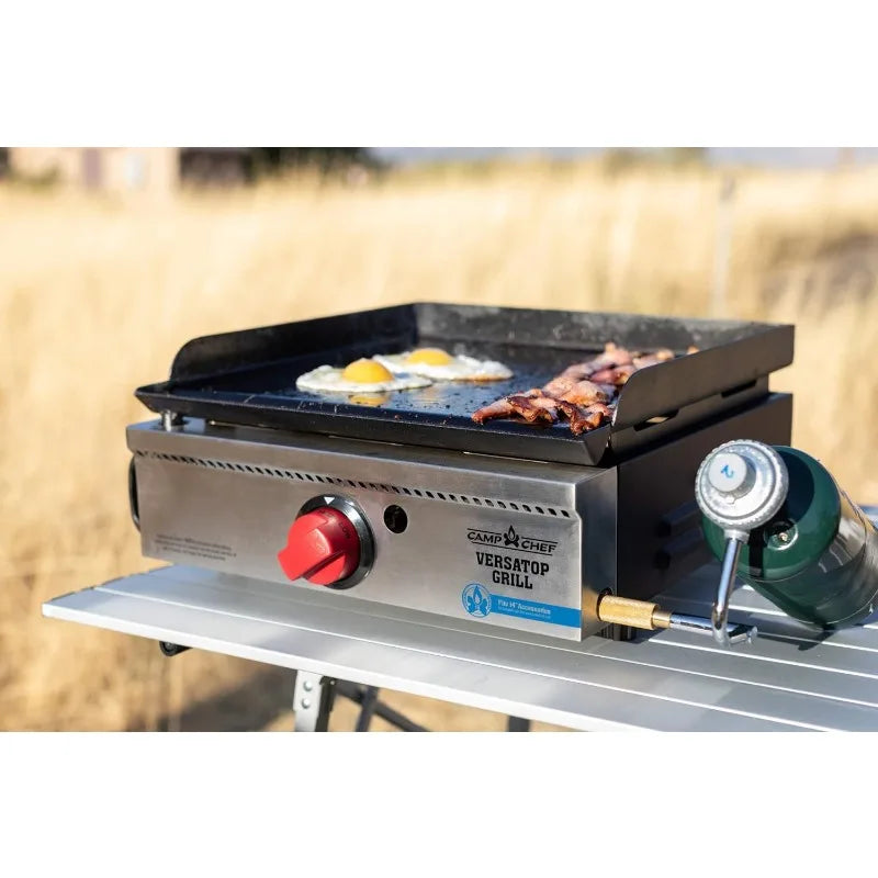 Flat Top Tabletop Grill - Gas Griddle for Cooking & Camping