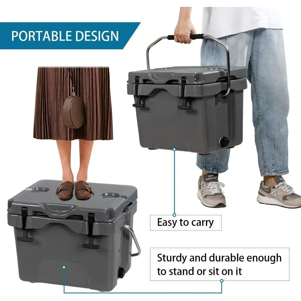16 Quart Cooler, 24-Can Capacity , Portable Insulated Ice Box