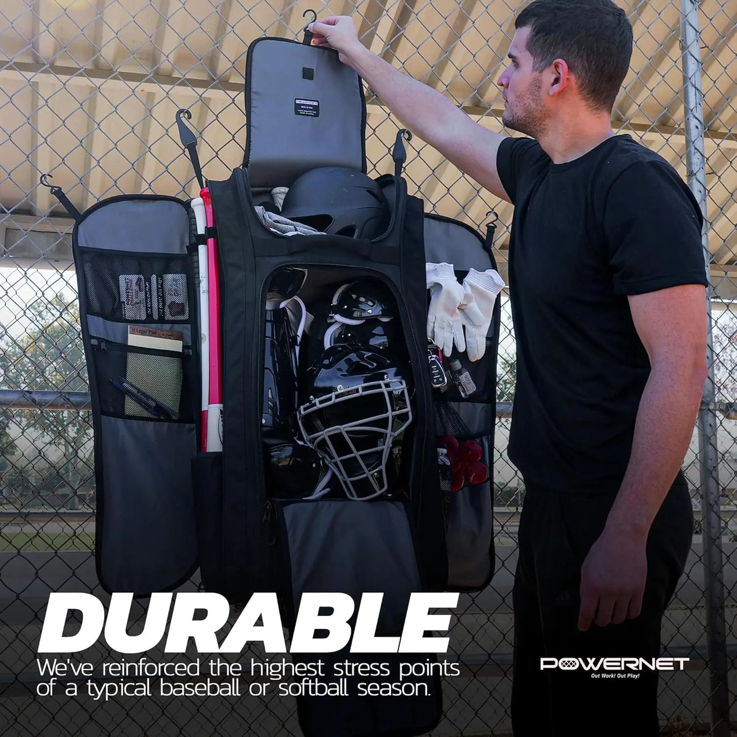Catcher's Bag, Rolling Equipment Bag Holds All Baseball Softball Gear