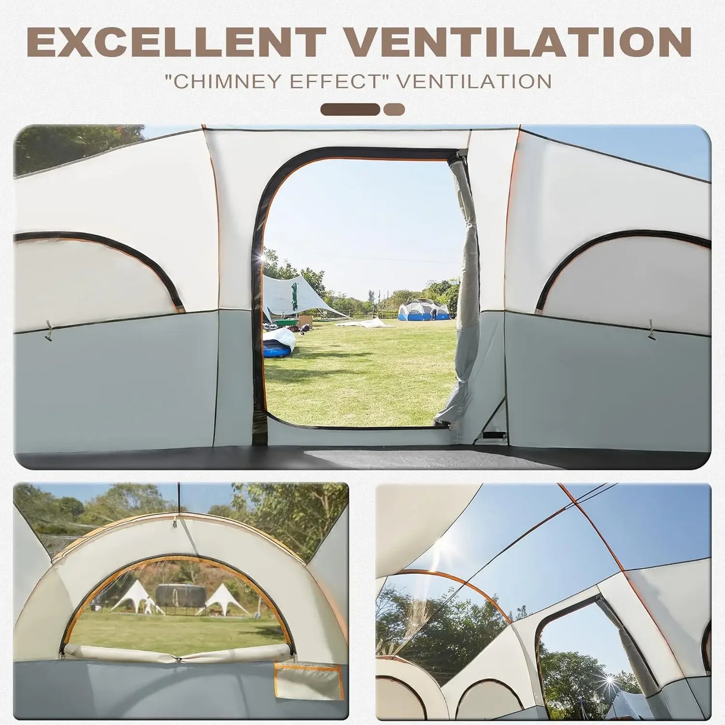8 Person Waterproof & Windproof Tent with Divider Curtain