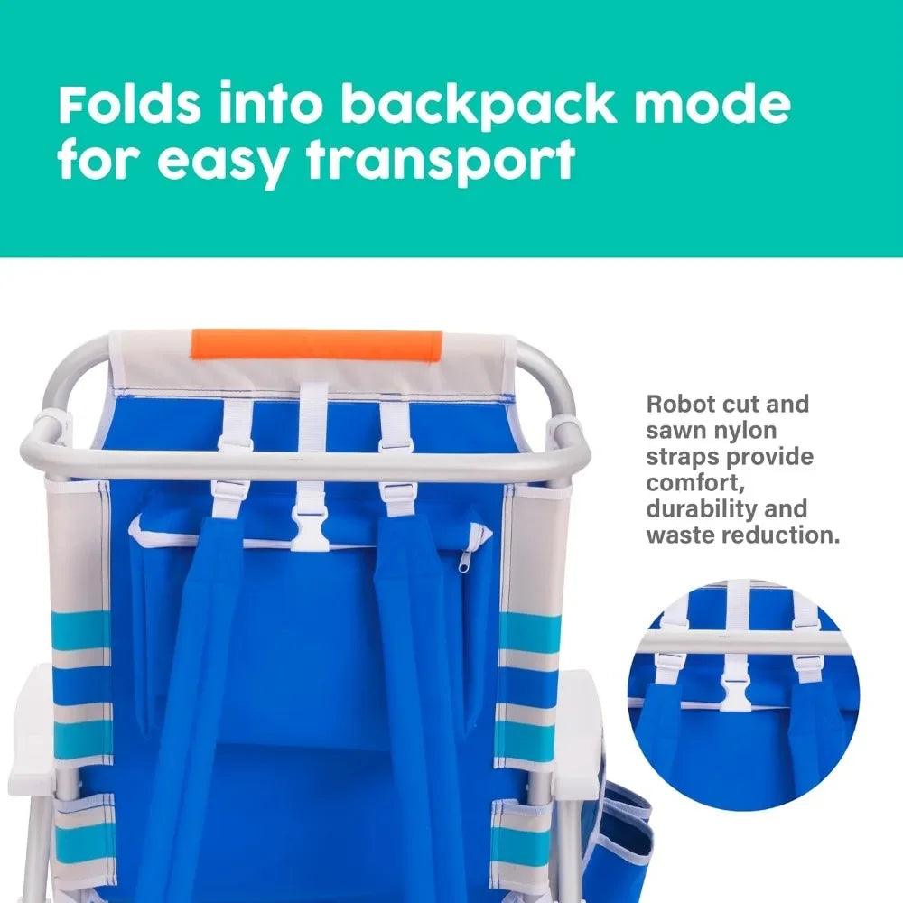 Folding Backpack Beach Chair – 2 Units, Portable
