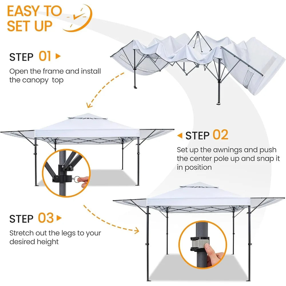 10x17ft Pop Up Canopy with Awnings, Heavy Duty