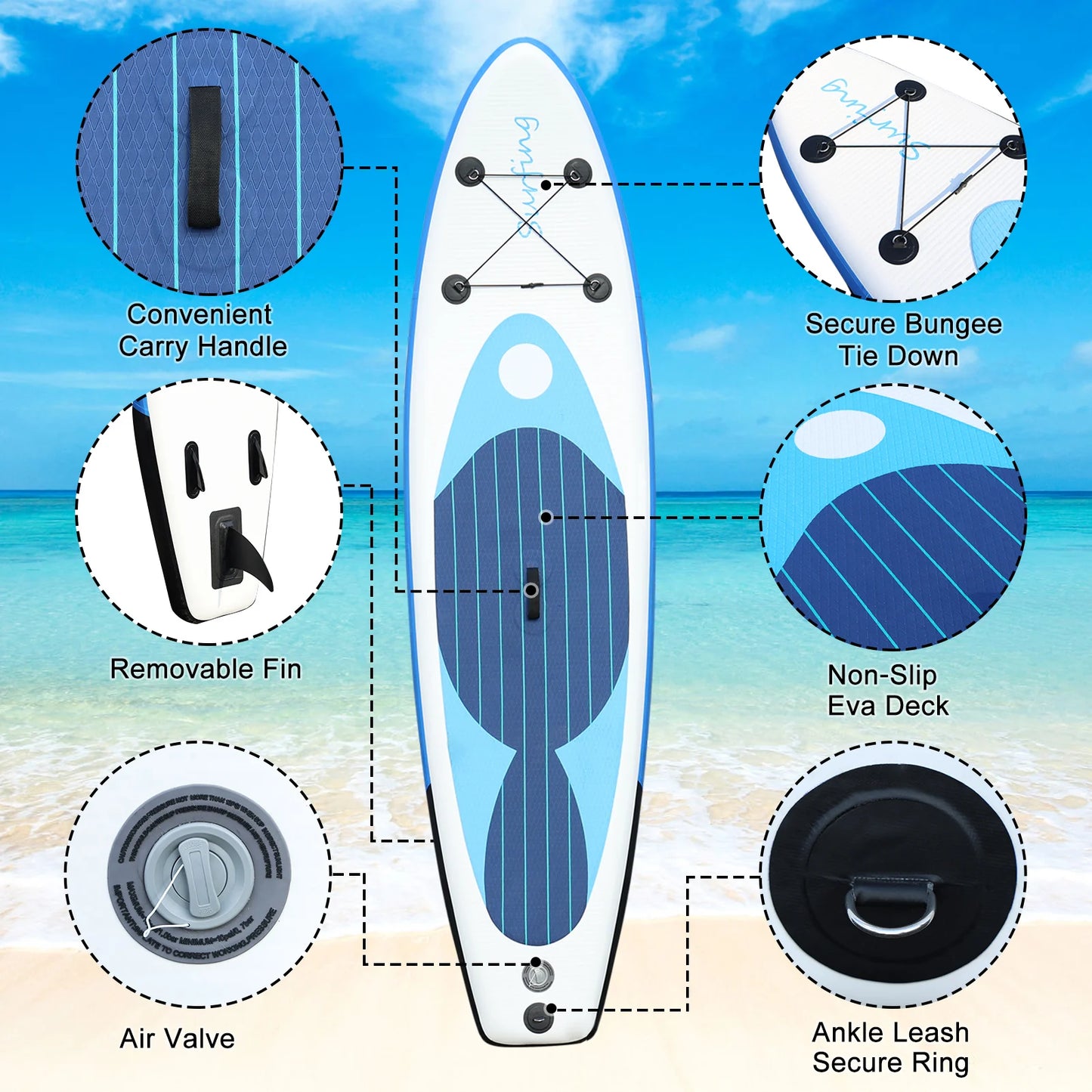 Inflatable Stand Up Paddle Board/129.92" 29.53"5.91" with All Accessories 