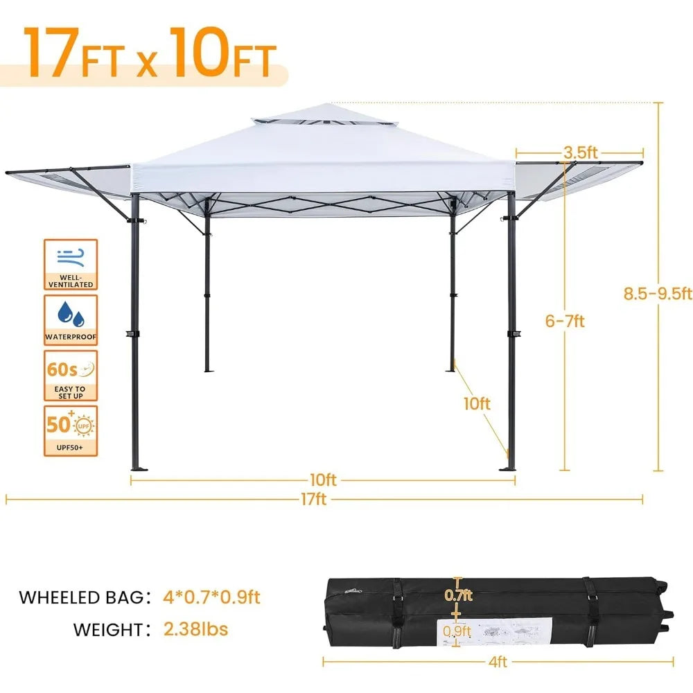 10x17ft Pop Up Canopy with Awnings, Heavy Duty