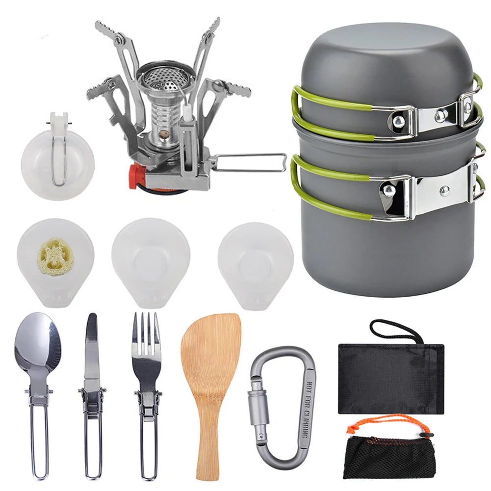 Camping Cookware Kit/ Aluminum Set/ Kettle /pots and pans BBQ Tableware