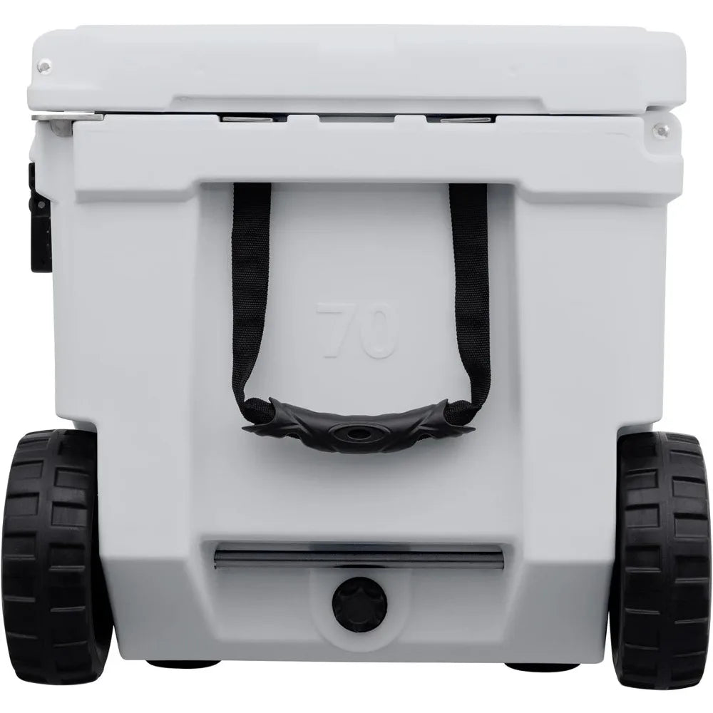 70qt Wheeled Ice Chest - Heavy Duty, Insulated Cooler(White)