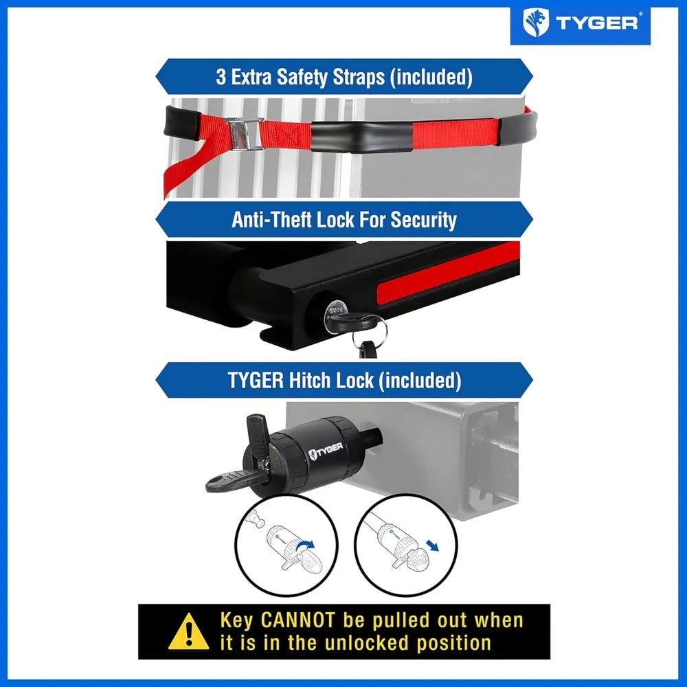 Ski/Snowboard Rack Fits 2" or 1.25" Receiver Carries 6 Pair Skis or 4 Snowboards | Key Lock | Security Strap |