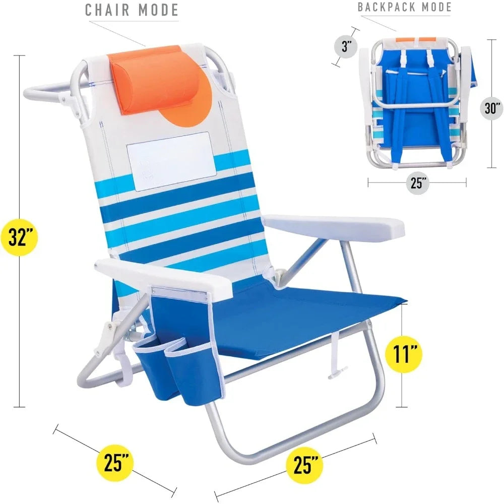 Folding Backpack Beach Chair – 2 Units, Portable