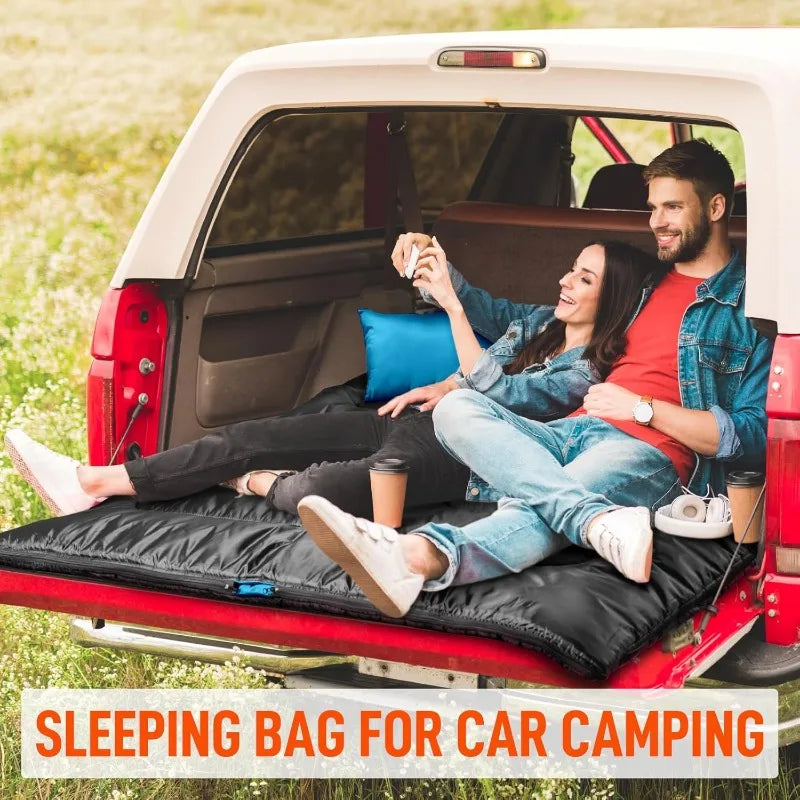 Double Sleeping Bag with Pillow, XL Queen Size / All Season