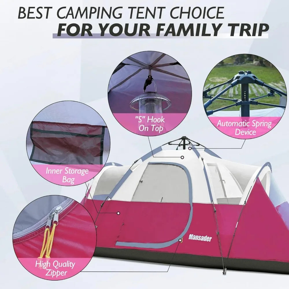 6 Person Family Camping Tent,Waterproof ,Windproof