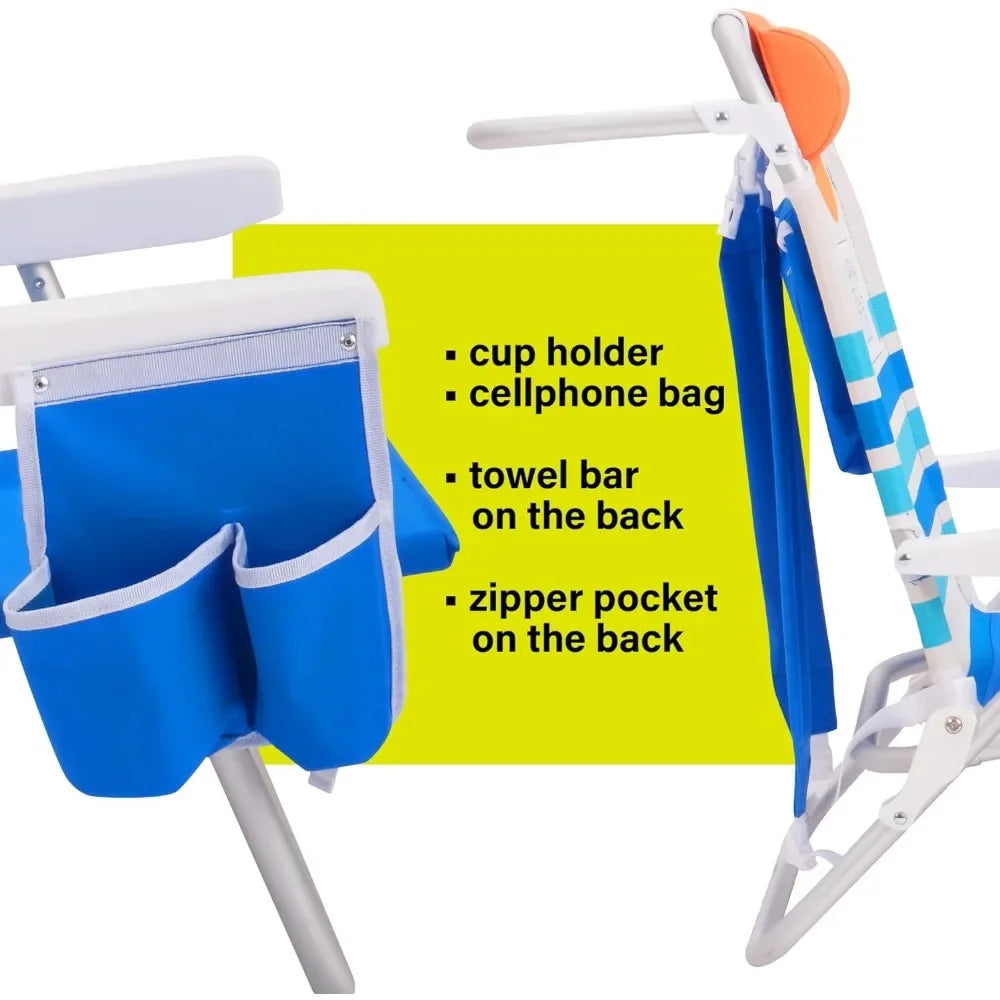 Folding Backpack Beach Chair – 2 Units, Portable