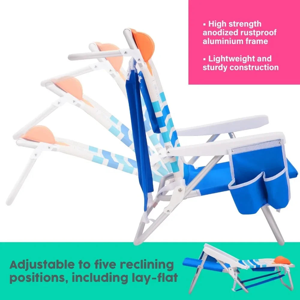 Folding Backpack Beach Chair – 2 Units, Portable