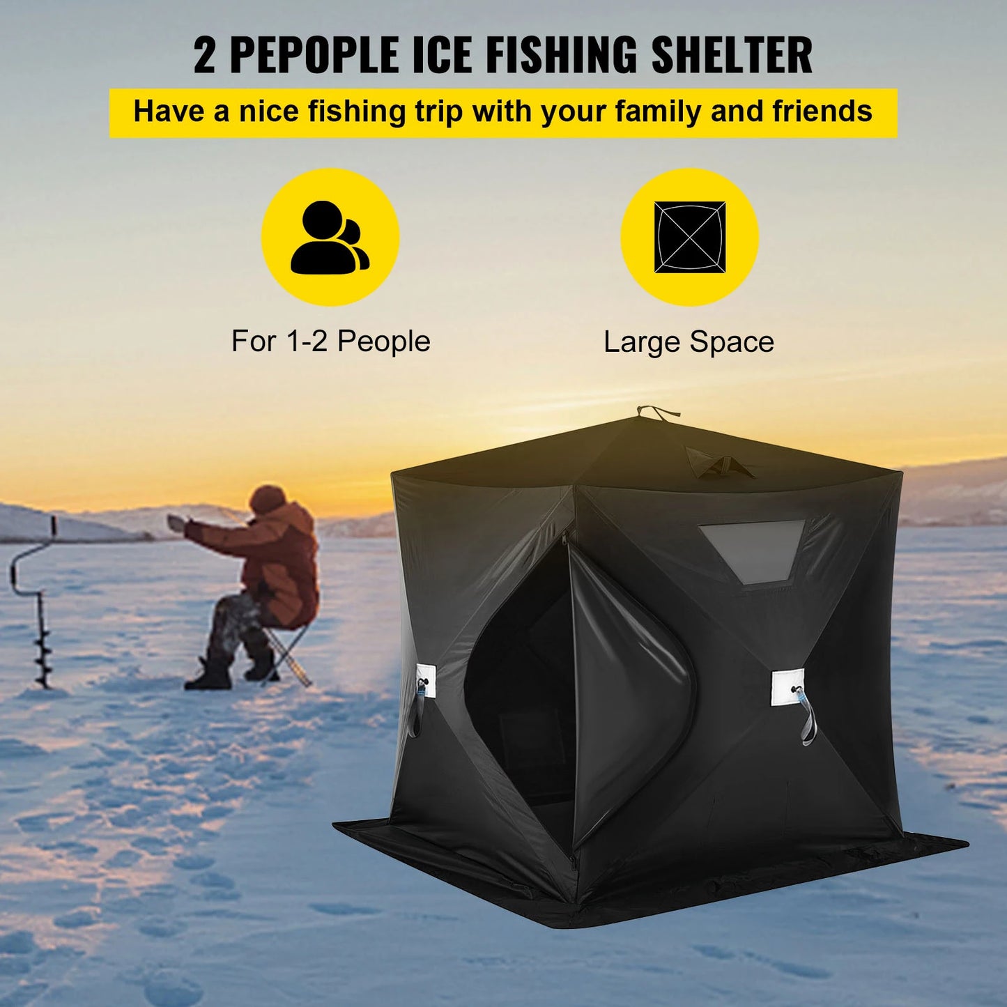 Ice Fishing Shelter Tent, 300D Oxford Fabric Portable Ice Shelter , Strong Waterproof and Windproof