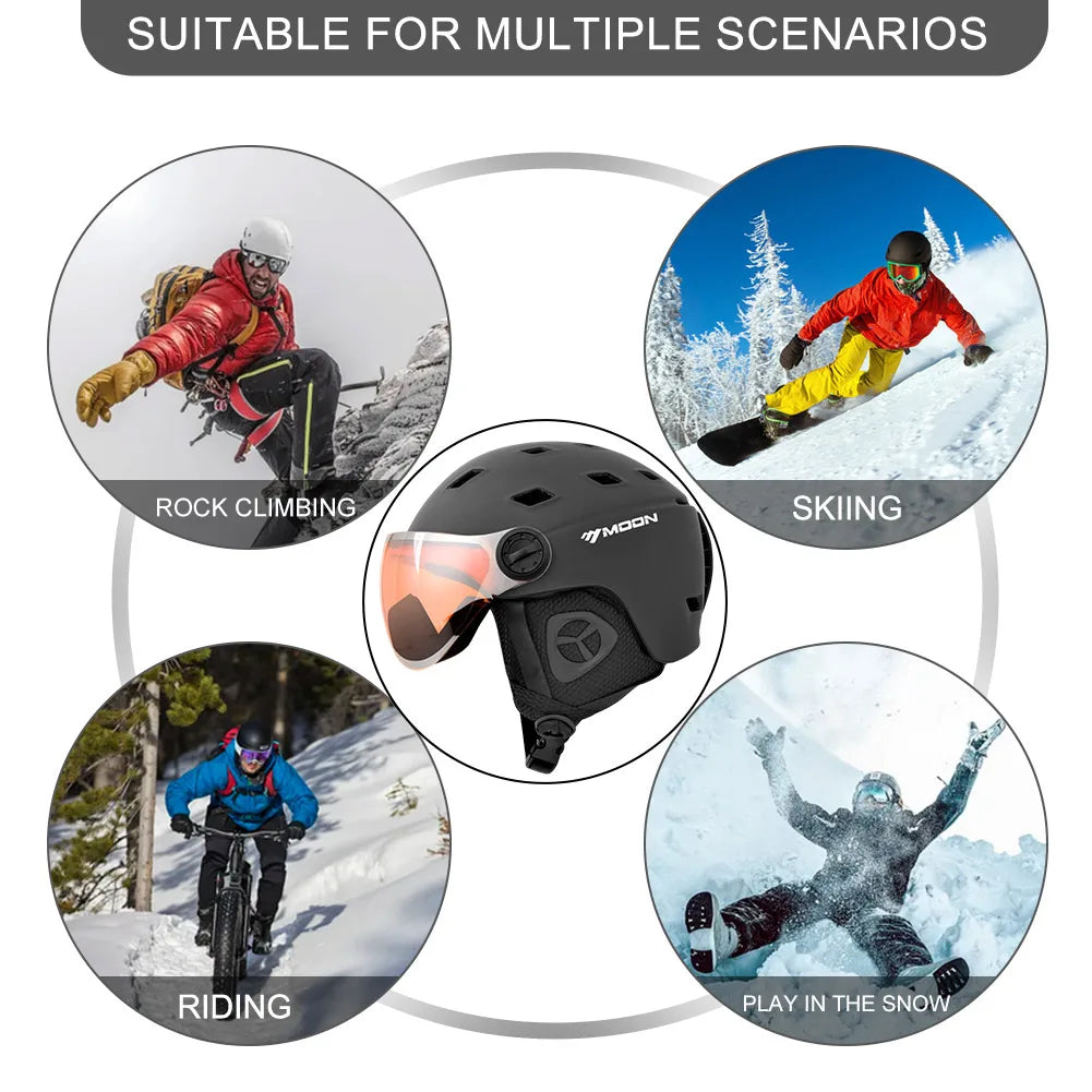 Protective Helmet Windproof Integrated Snow Ski Helmet with Goggles