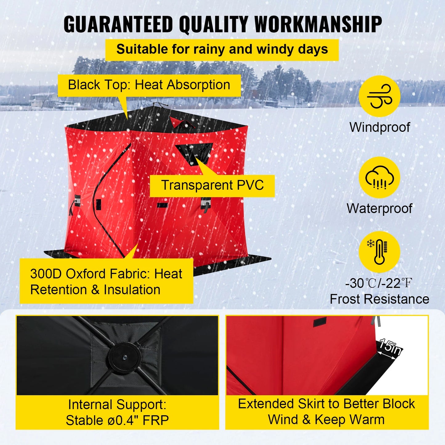 Ice Fishing Tent Warm / Large Space Thick Outdoor Windproof Waterproof