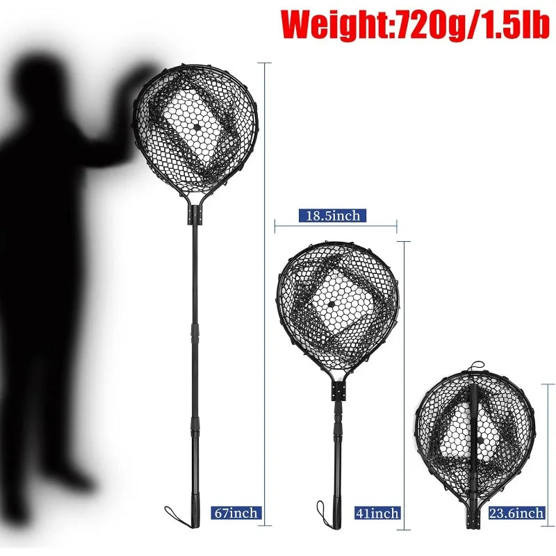 Large Rubber Fishing Net Folding Landing Deep Net