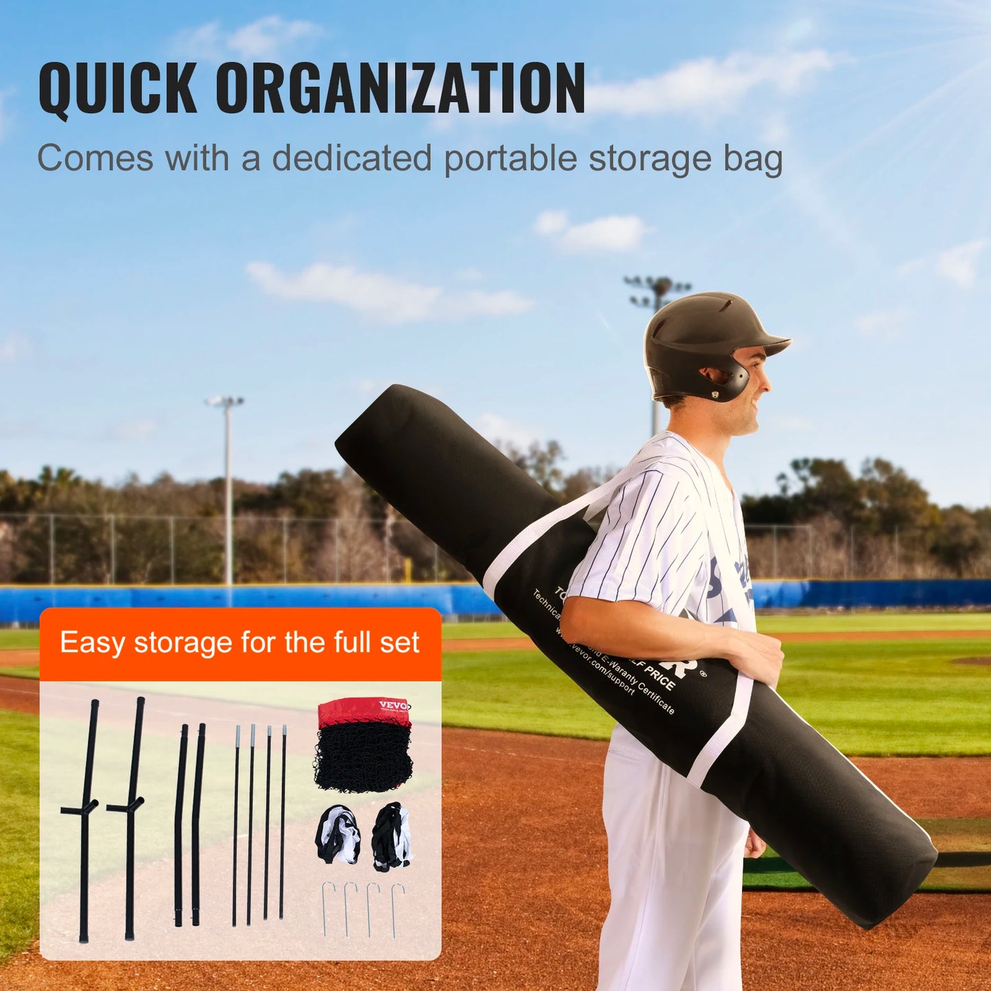 Portable 5x5ft Baseball Softball Practice Net with Bow Frame Carry Bag Strike Zone