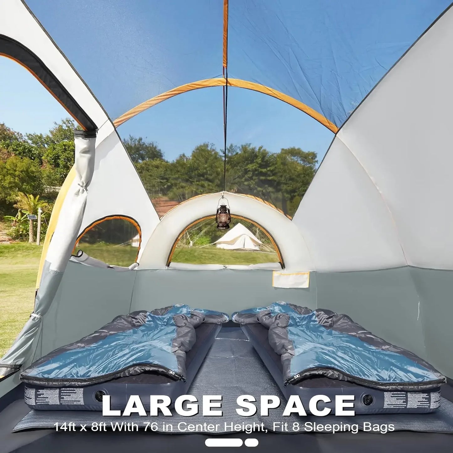 8 Person Waterproof & Windproof Tent with Divider Curtain
