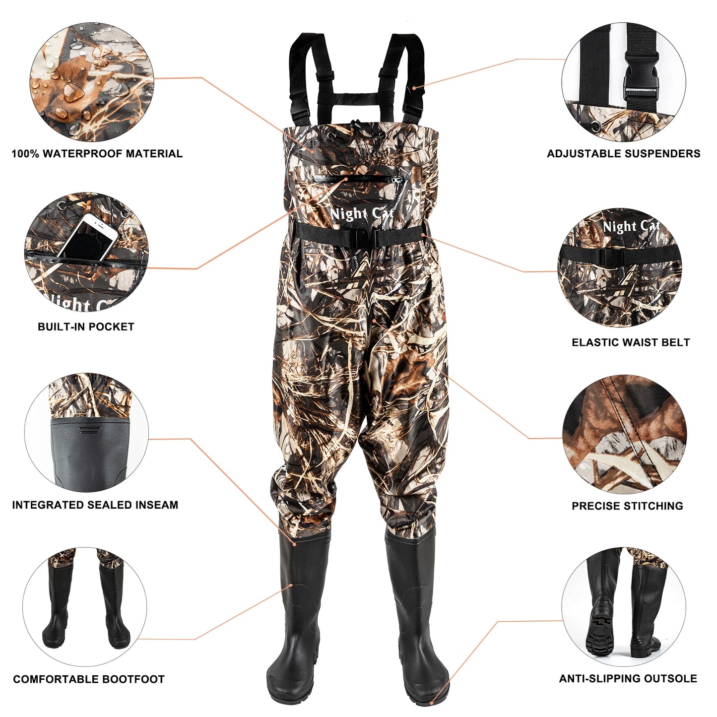 Men's Fishing Waterproof Chest Waders Nylon&PVC