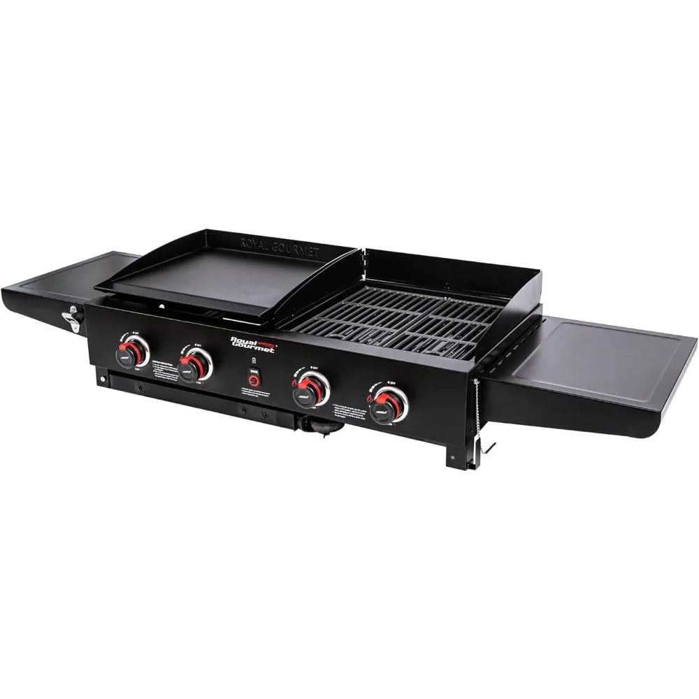 4-Burner Portable folding Propane Gas Grill and Griddle Combo 48,000 BTUs
