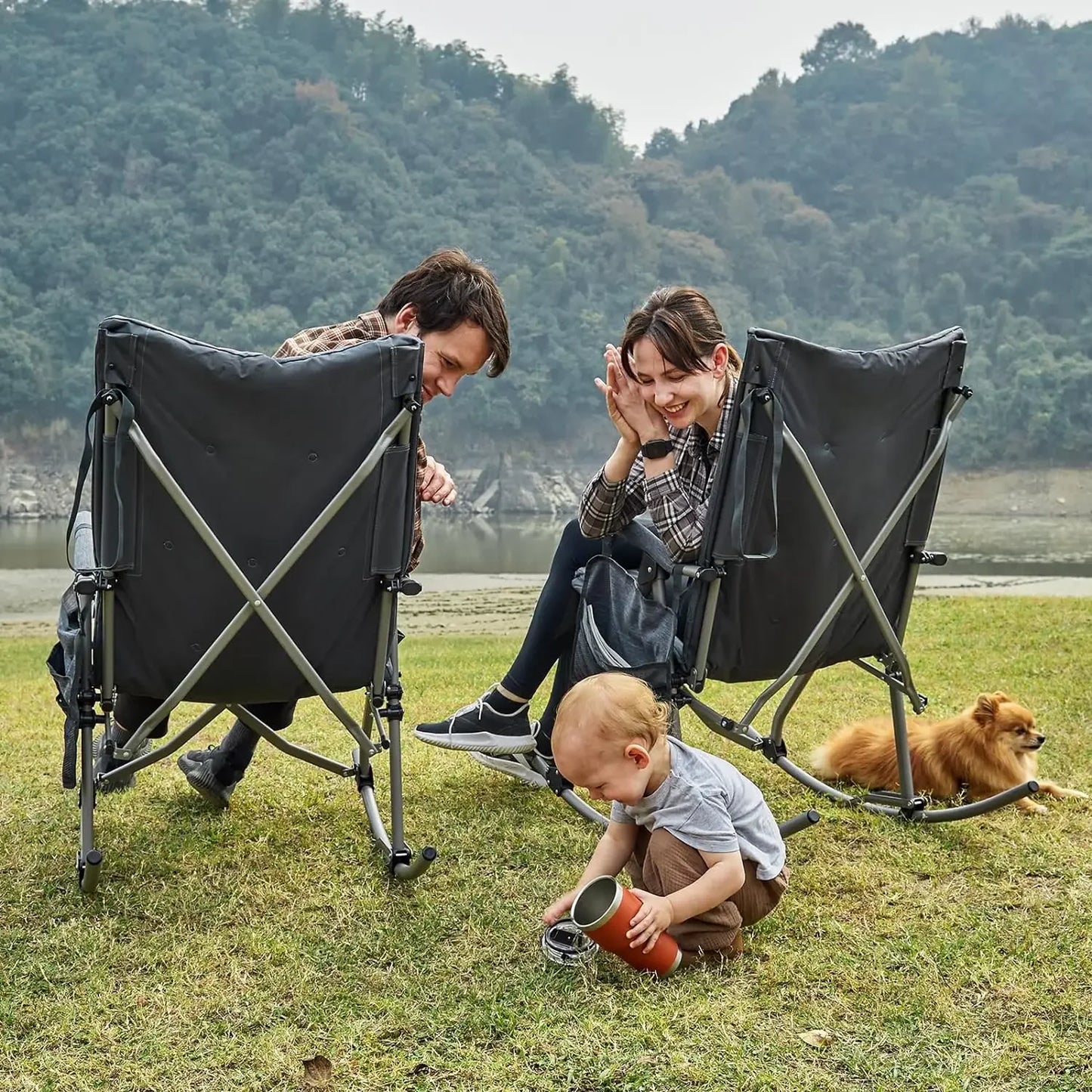 Oversized Folding Rocking Padded Arm Chair