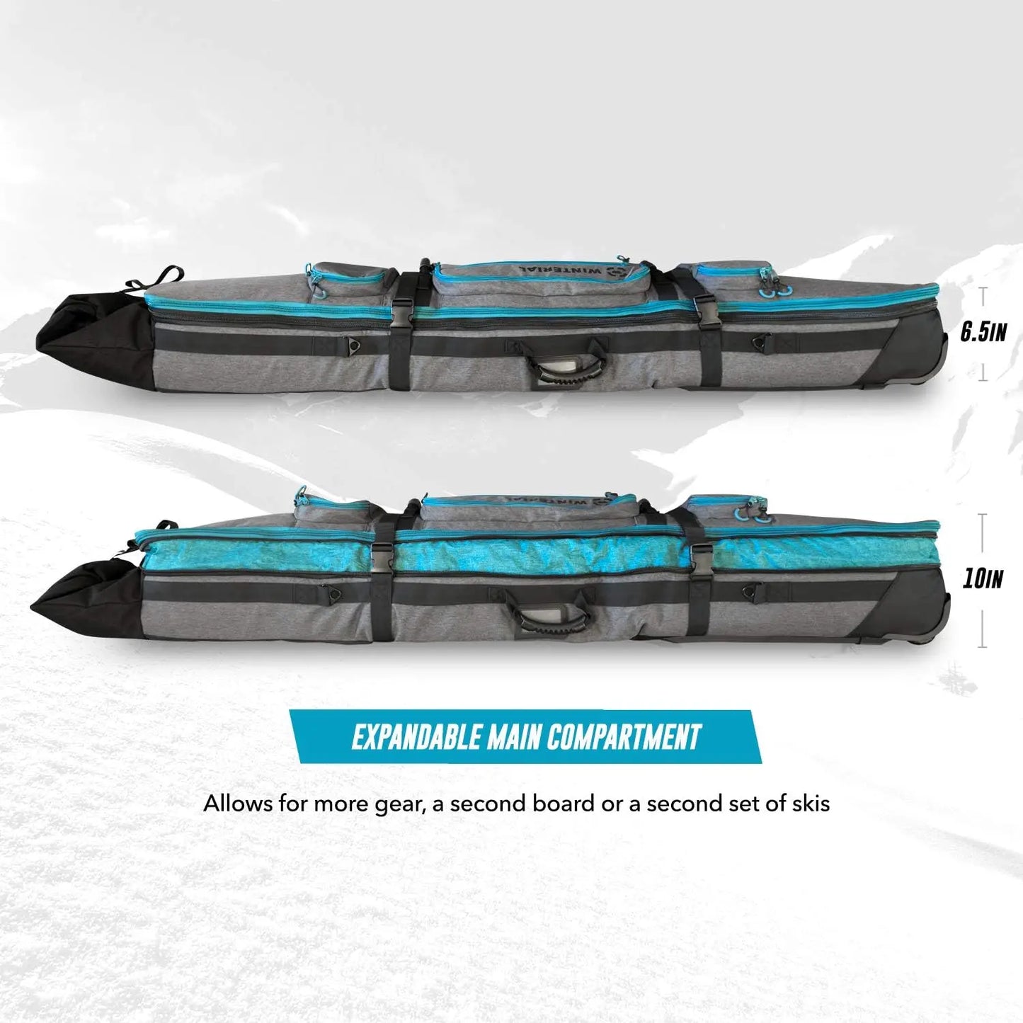 Rolling Expandable Snowboard and Ski Bag with Wheels