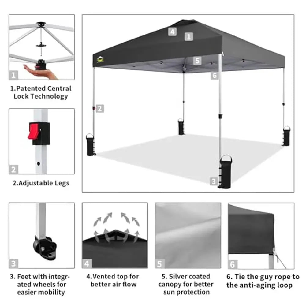 10x10 Pop Up Canopy Tent UV Protection Water Resistant