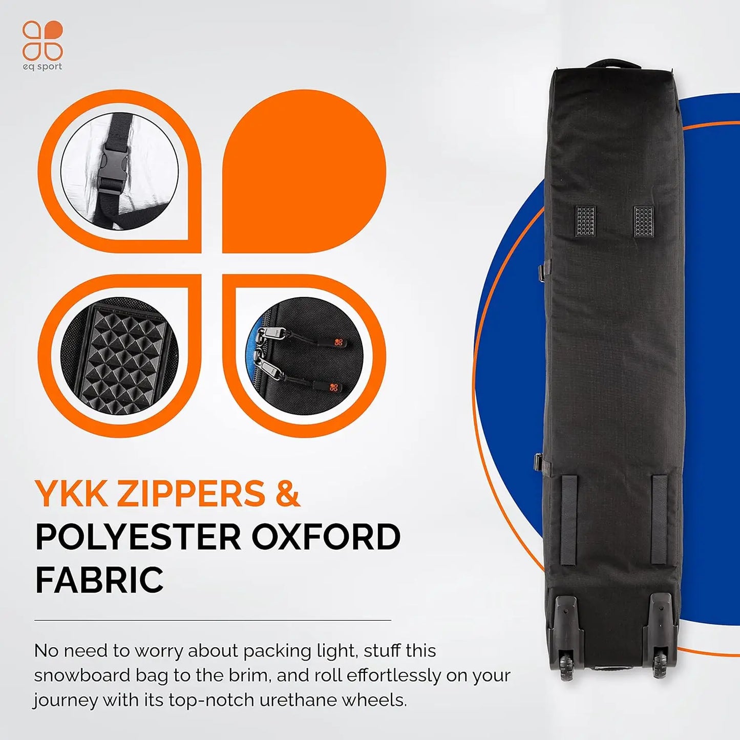 Fully Padded Rolling Snowboard Bag with Wheels / Waterproof Air Travel ready