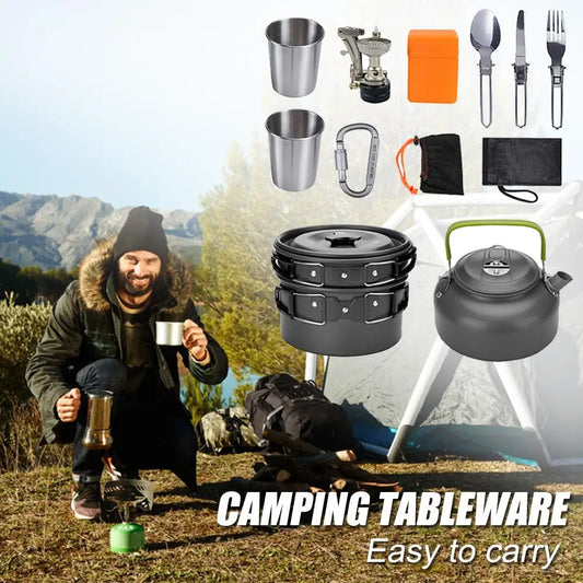 Camping Cookware Kit/ Aluminum Set/ Kettle /pots and pans BBQ Tableware