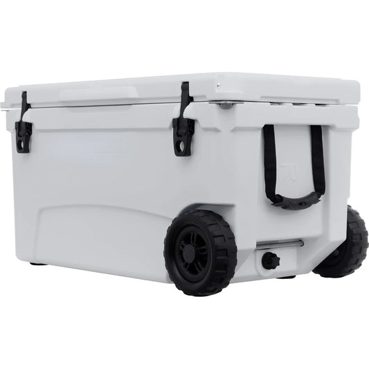 70qt Wheeled Ice Chest - Heavy Duty, Insulated Cooler(White)
