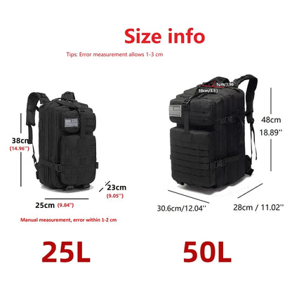 Nylon Waterproof  Outdoor Backpack 25L/50L