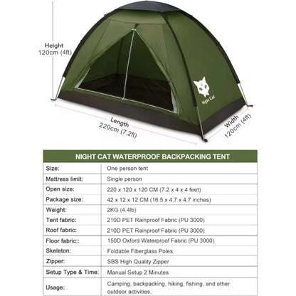Lightweight Backpacking Tent1 to 2 Person Waterproof