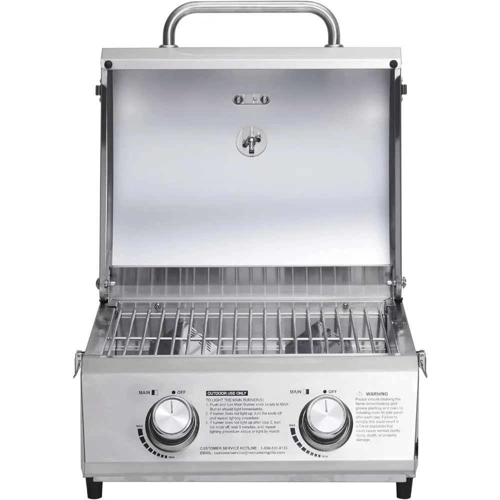 Portable Tabletop Propane Gas Grill Stainless Steel