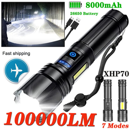 Rechargeable Led Super Bright Flashlight 7 Modes