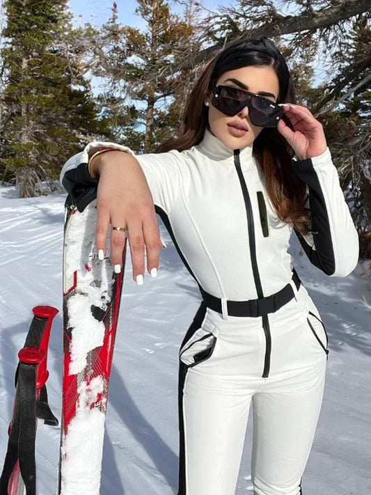 Women's White Ski Jumpsuits  Waterproof Windproof Skiing Overall