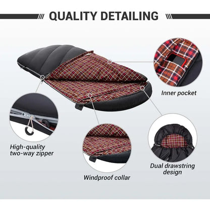 Sleeping Bag , Extra Wide/ Flannel Warm & Cold Weather, Big and Tall,